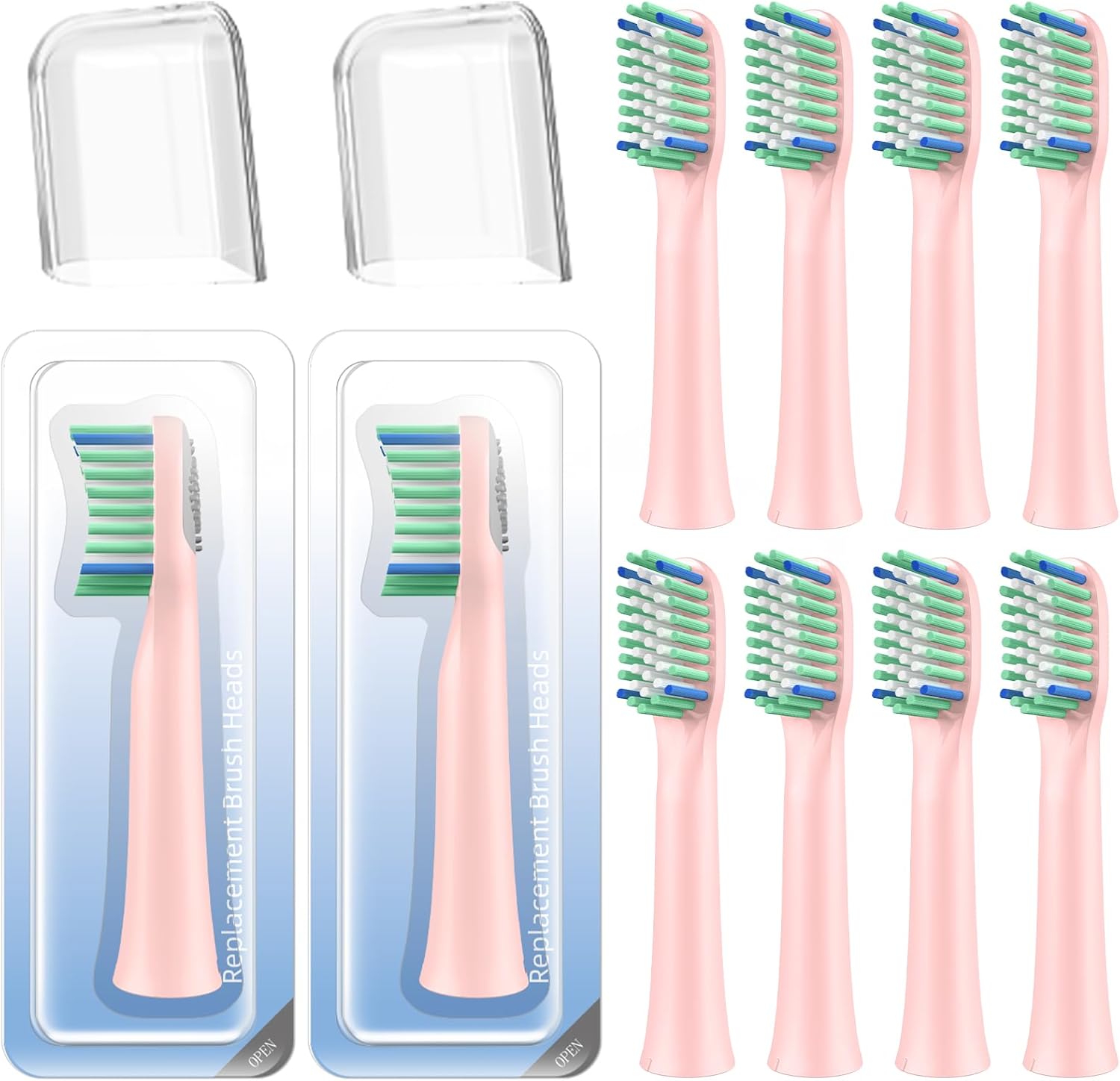 10 Pack Toothbrush Replacement Heads Compatible with Rtauys M5 Sonic Electric Toothbrush (Pink, 10 Count(Pack of 1))