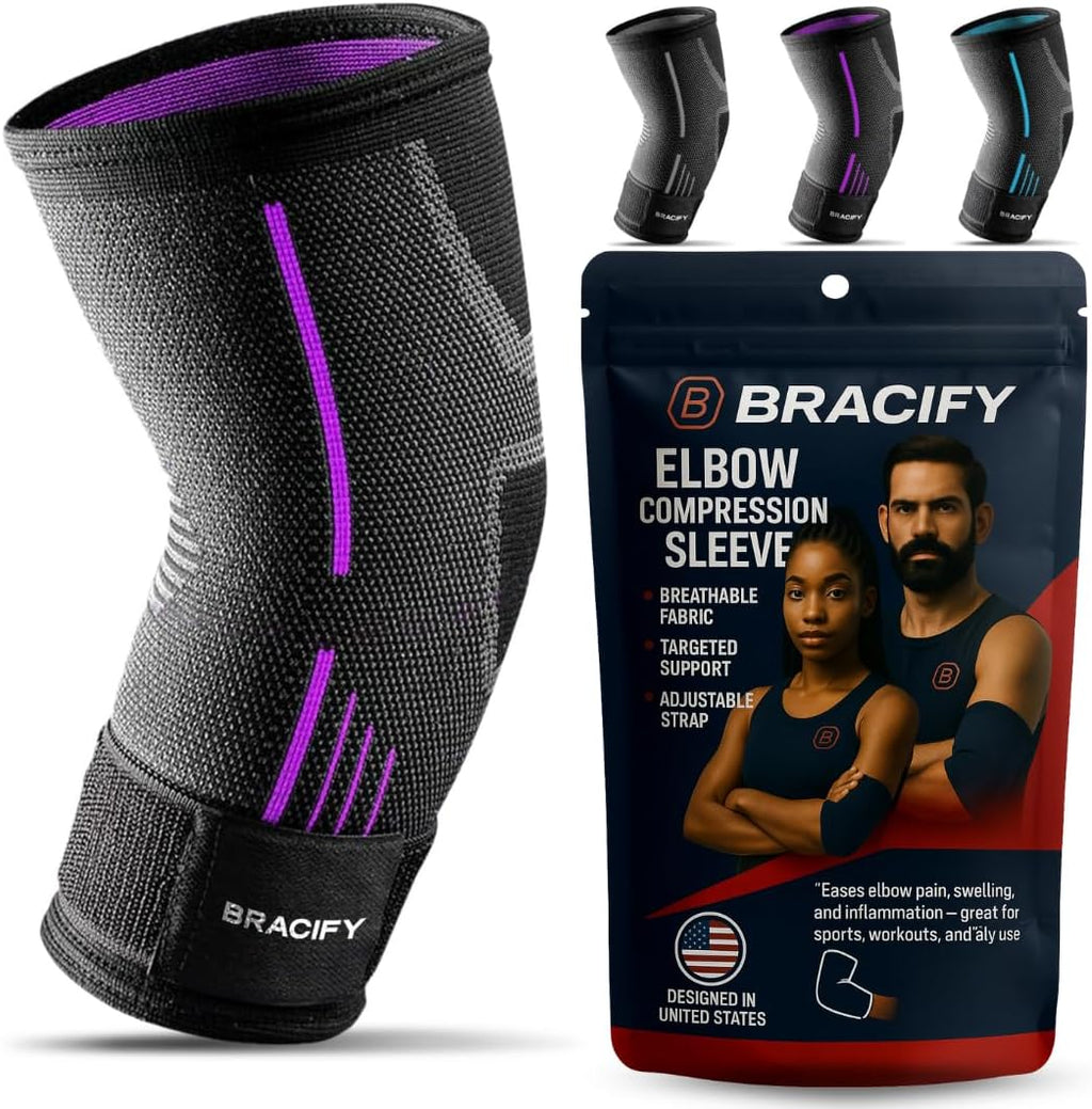 Elbow Brace for Tendonitis and Tennis Elbow for Women & Men, Arm Compression Sleeve for Arthritis, Workouts, Weightlifting, Reduce Joint Pain During Fitness Activity (Large)