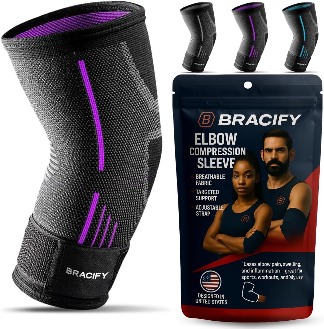 Elbow Brace for Tendonitis and Tennis Elbow for Women & Men, Arm Compression Sleeve for Arthritis, Workouts, Weightlifting, Reduce Joint Pain During Fitness Activity (Large)