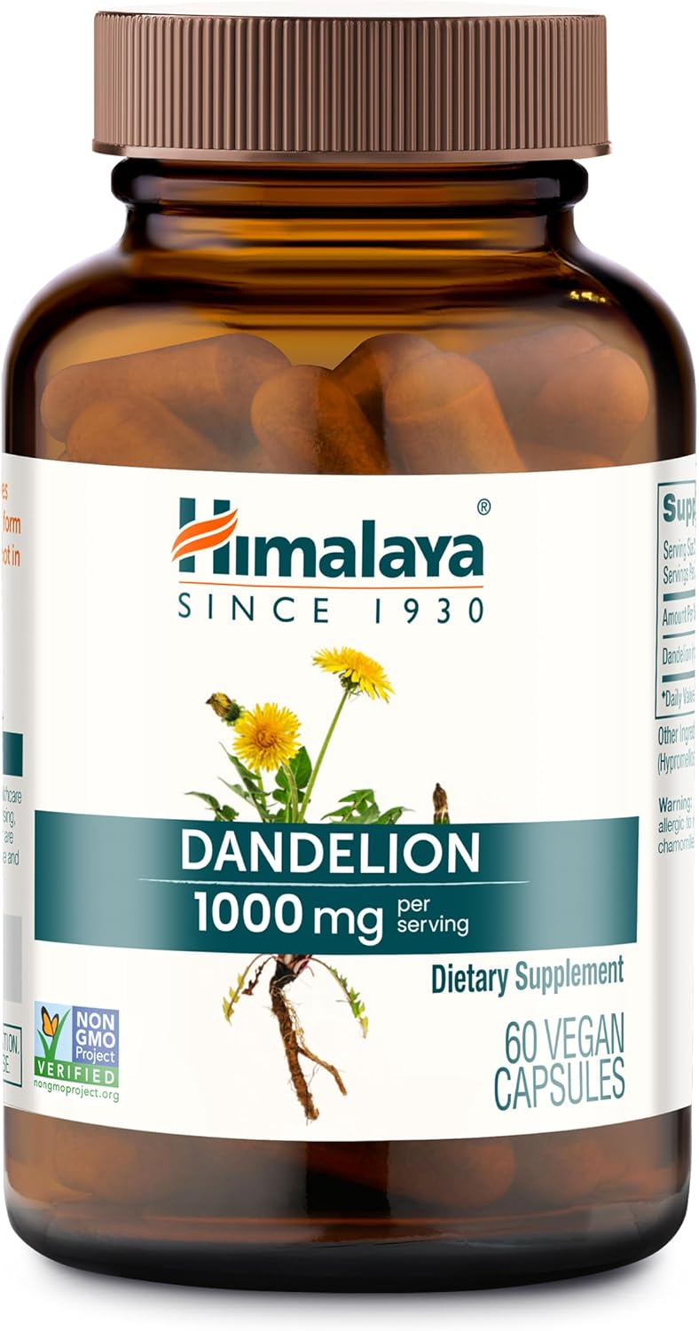 Himalaya Dandelion - Dandelion Root Supplement Supporting Daily Wellness and Health - Vegan, Gluten Free, 1000 mg, 60 Capsules