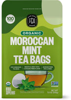 FGO Organic Moroccan Mint Green Tea, 100 Count, Eco-Conscious Tea Bags, Resealable Bag, Packaging May Vary (Pack of 1)
