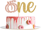 Pumpkin One Cake Topper, Little 1st Birthday Decorations, Girl Baby Shower Party Supplies, Rose Gold Glitter