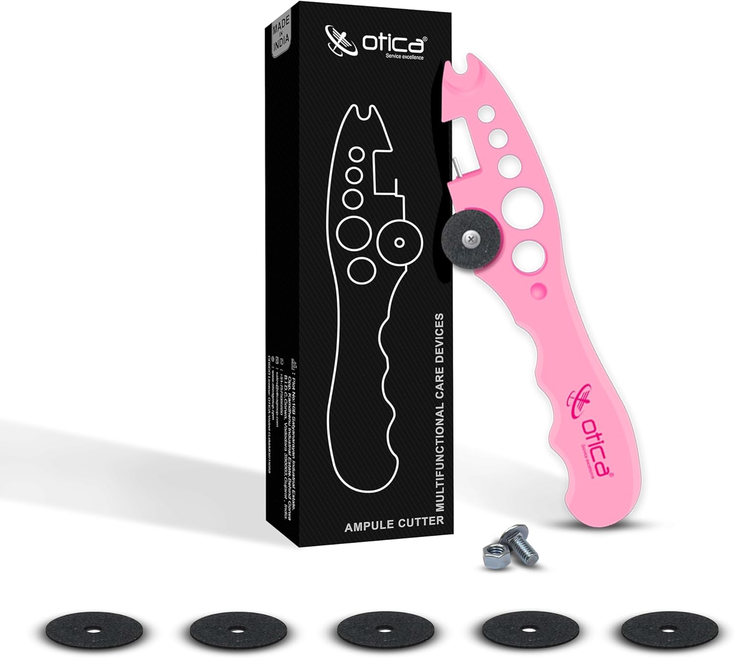 Ampoule Cutter for Doctors Nurse, Glass Bottle Cap Remover Cutter Ampule Breaker for Hospital and Clinic (Pink)