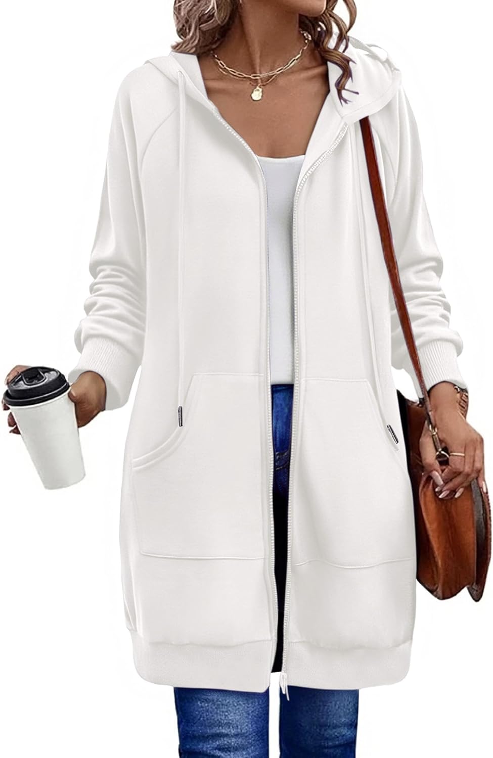 Zeagoo Women's Zip Up Hoodies Long Sleeve Long Tunic Sweatshirts Oversized Fleece Casual 2025 Fall Jacket Coat with Pocket