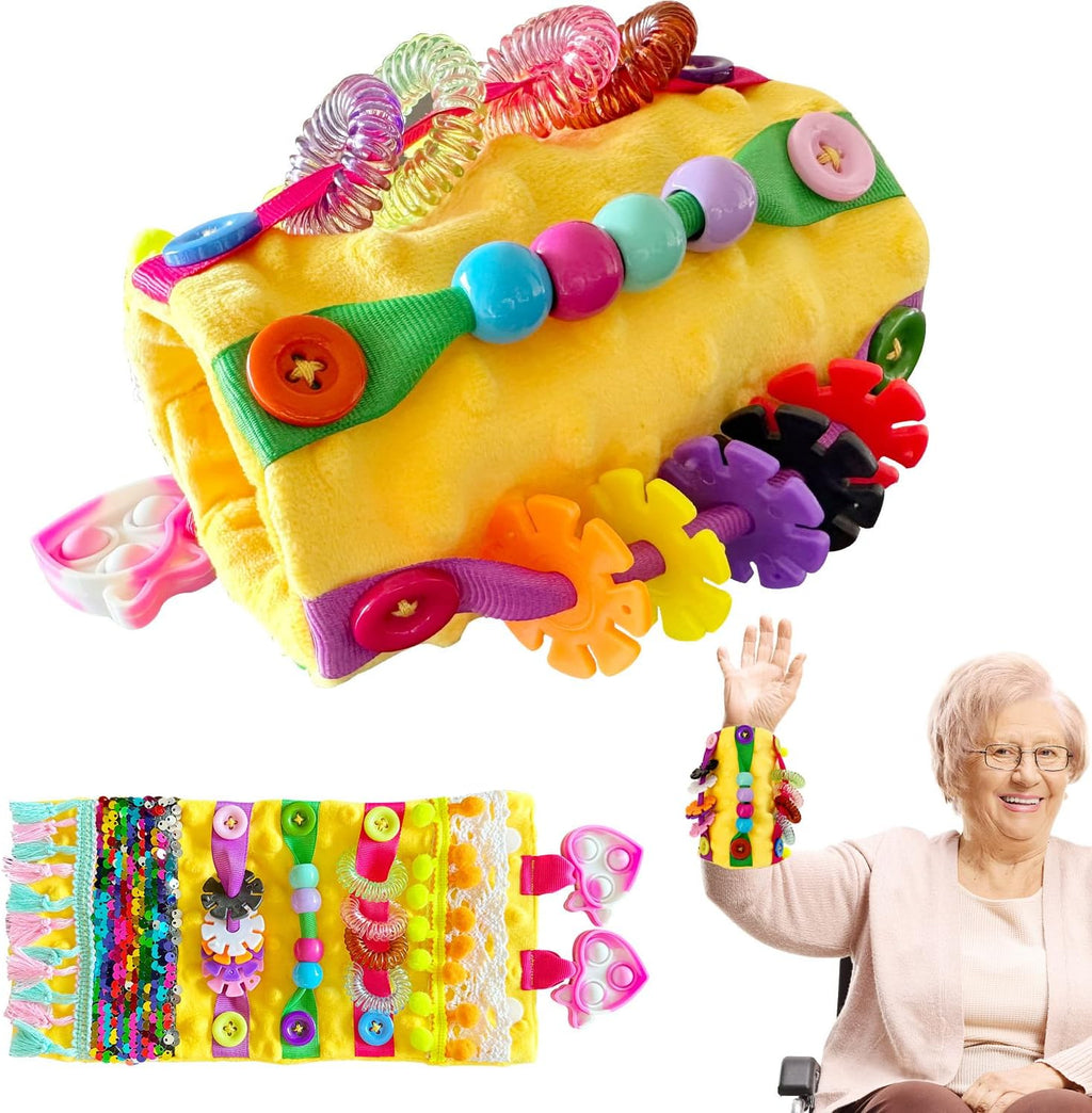 Sensory Aids for Alzheimer Patients for Therapy and Anxiety Relief Autistic Dementia Sensory Mat Fidget Wrist Cuff ASD ADHD OCD (Orange)