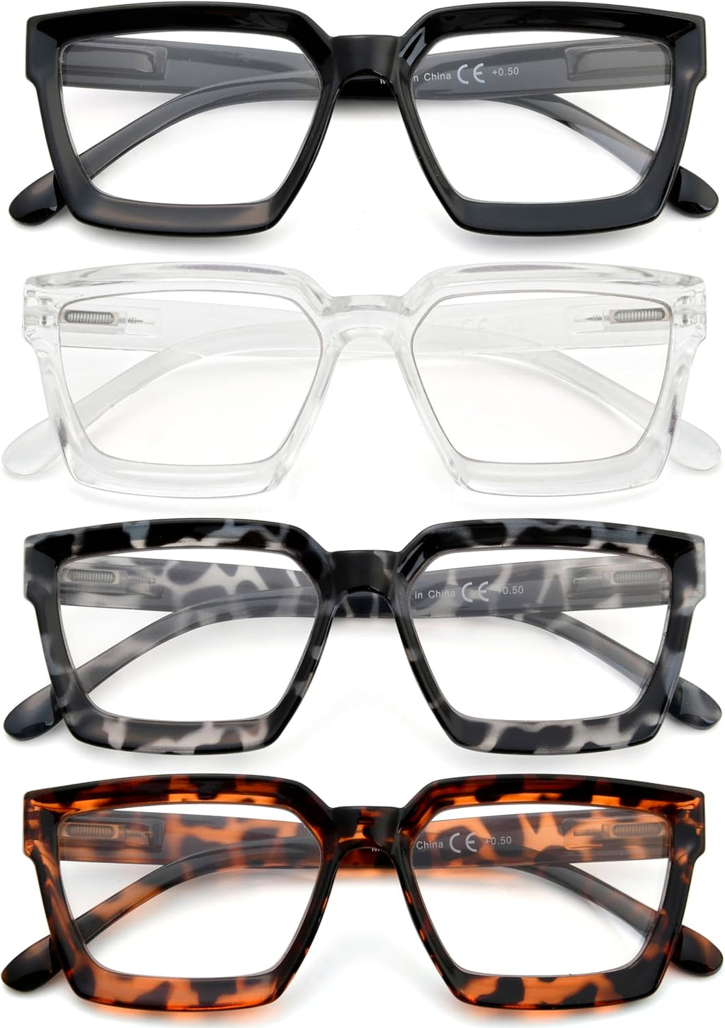Eyekepper 4 Pack Reading Glasses Women Oversize Frame Ladies Readers +1.50