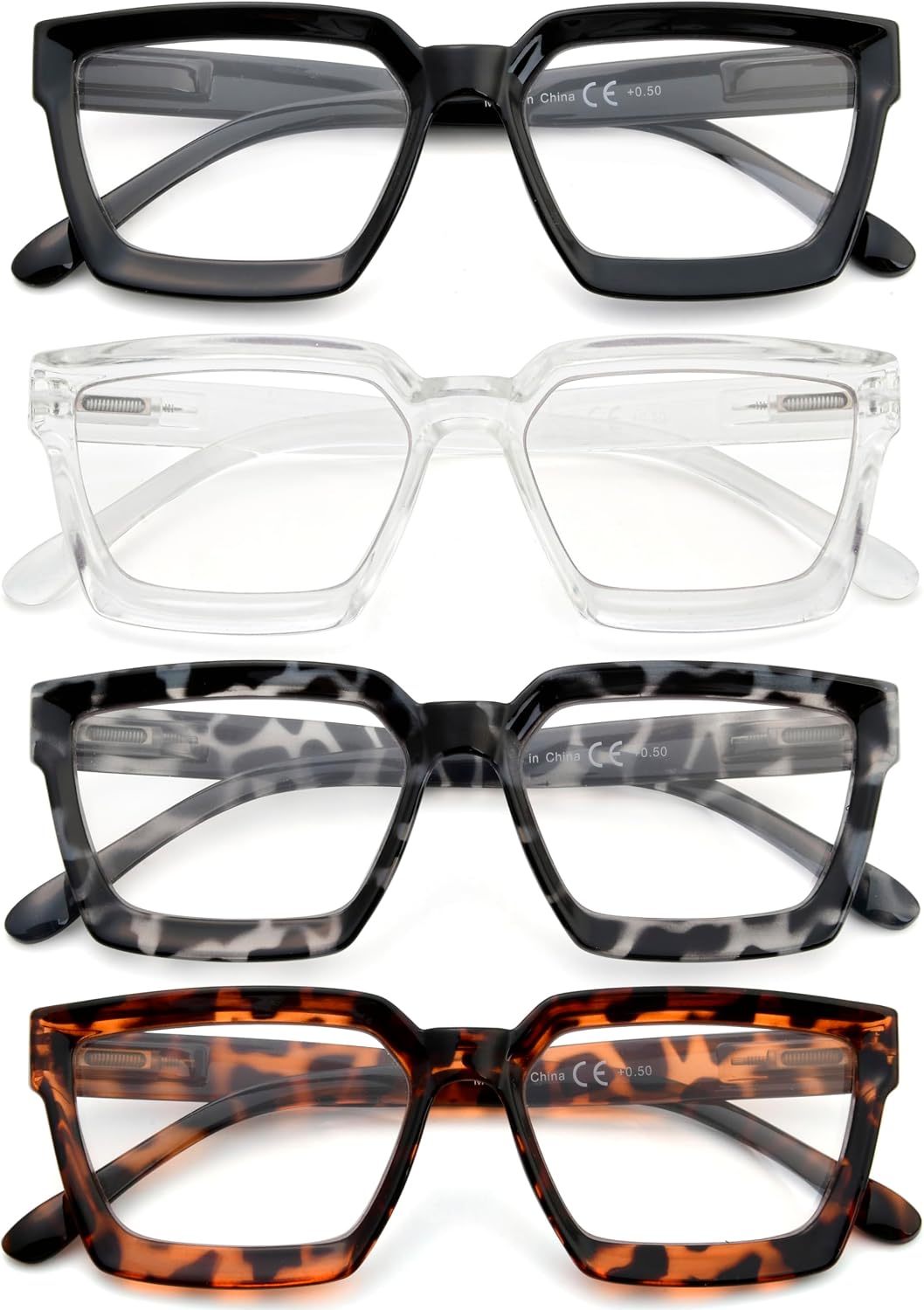 Eyekepper 4 Pack Reading Glasses Women Oversize Frame Ladies Readers +1.50