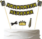 The Man The Myth The Legend Cake Topper Banner, Pre-Strung Men's Birthday,Father's Day Cake Decor,6pcs Dad's Day Birthday Retirement Party Decorations