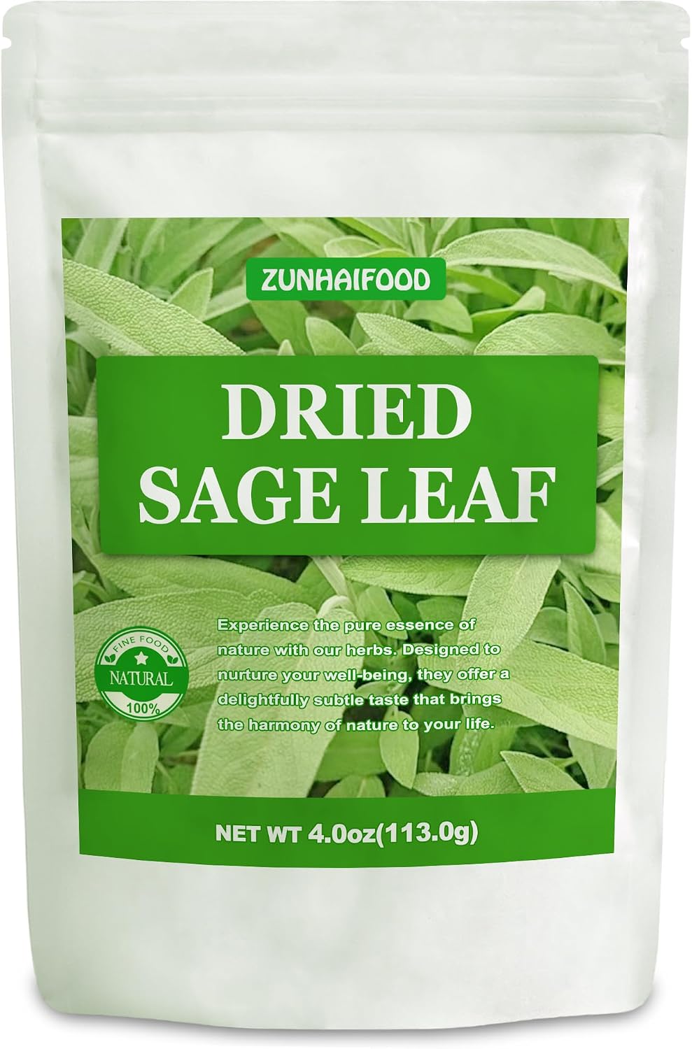 Dried Sage Leaves - 4oz (113g) | 100% Natural Culinary Herb | Culinary Grade, Non-GMO, Resealable Bag