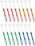 Boao 16 Pieces Three Sided Toothbrush Autism Bristle Travel Toothbrush for Kids Complete Teeth Great Angle Bristles to Clean Each Tooth,Gentle/Soft (Green, Blue, Yellow, Red)