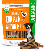 Chewmasters Organic Chicken & Brown Rice Dog Treats, 2 Pound Bag, 100% Organic, Made in The USA, Corn, Soy & Wheat Free, No by-Products, Real Meat Dog Treat