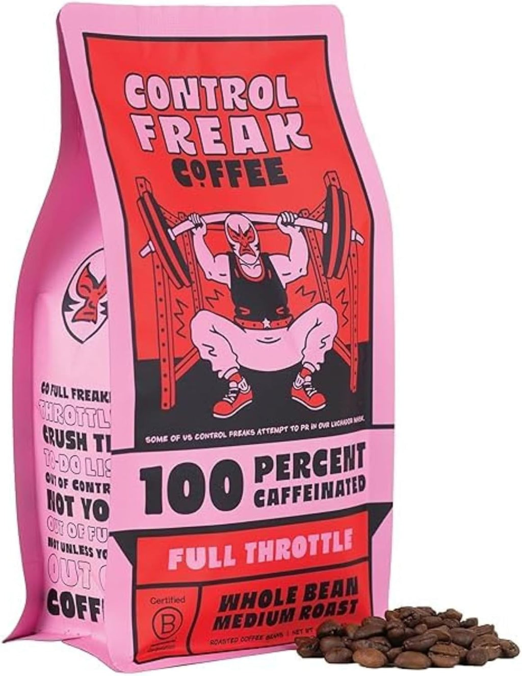 Control Freak Coffee Full Throttle - 100% Caffeine Whole Bean Coffee (12 Oz) | High Caffeine Strong Blend | Freshly Roasted Specialty Coffee Beans | Bold Flavor, Smooth Roast Balanced Espresso