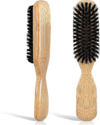 Hair Brush Boar Bristles for Men Stiff Bristles Slick Back Hairbrush with Wooden Handle Beard Mustache Brush Comb for Thick, Fine & Normal Hair