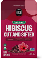 FGO Organic Hibiscus Flowers, Cut and Sifted, Loose Tea, 8oz Resealable Bag, Packaging May Vary (Pack of 1)