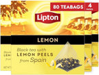 Lipton Black Tea Lemon, Pyramid Tea Bags, Flavored Teabags for a Refreshing Cup of Tea, 80 Total Tea Bags (20ct - Pack of 4)