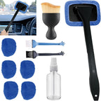 10pcs Car Windshield Cleaning Tool, Windshield Cleaner with 5 Washable and Reusable Microfiber Pads and Extendable Handle, for Auto Glass Wiper (Bule（10pcs）)