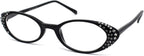 Womens Rhinestone Studded Oval Cat Eye Reading Glasses with Hard Case