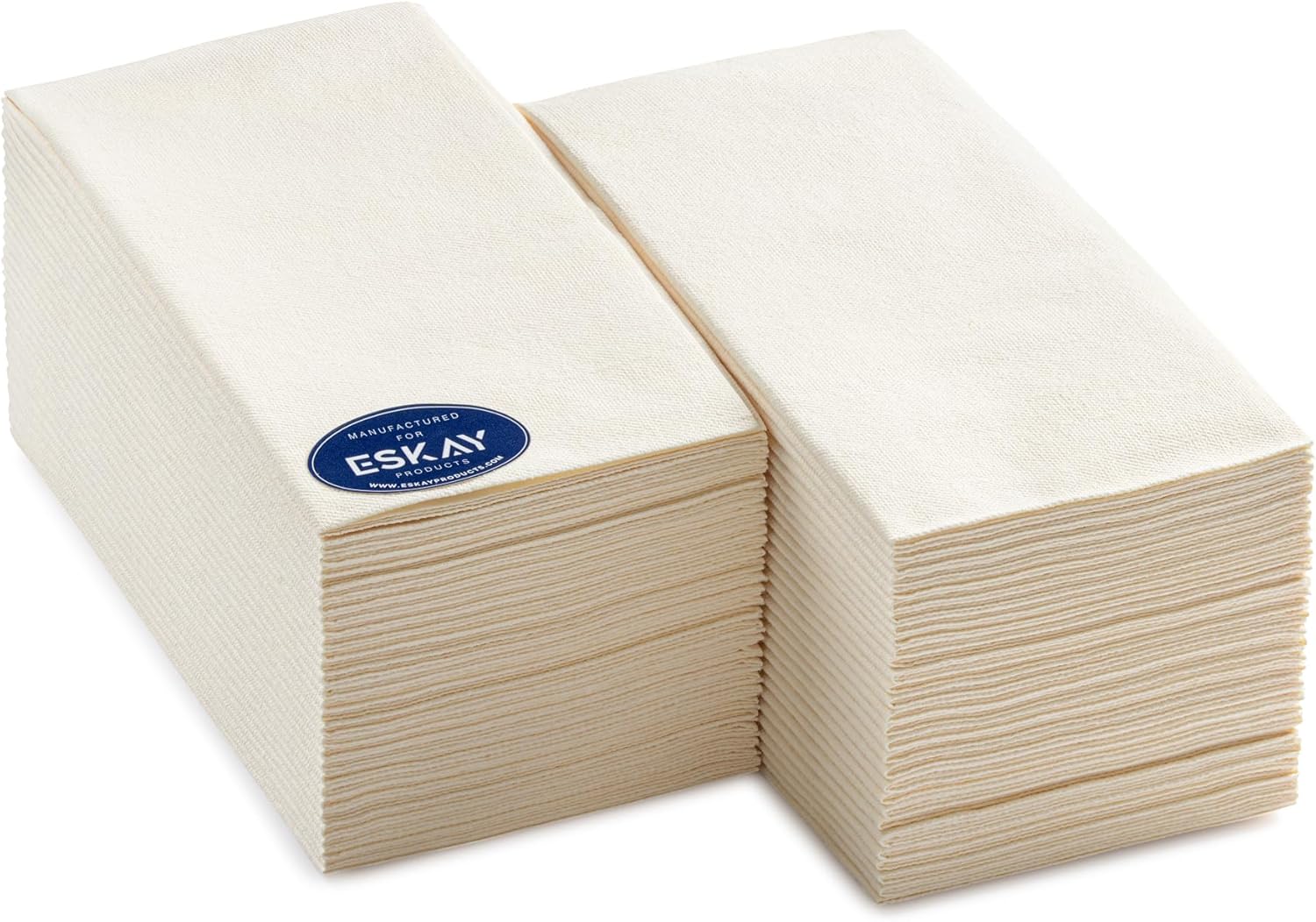 Cream Linen-Feel Dinner Paper Napkins, For Dinners Parties Hand Towels and Catering Supplies, Disposable and Fully Biodegradable Airlaid Napkins, 1/8 Folded 60 Pack