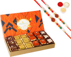 Ghasitaram Gifts Jaiccha Rakhi for Brother Mewa Bites in Designer Box 18 pcs with 2 Rudraksh rakhis
