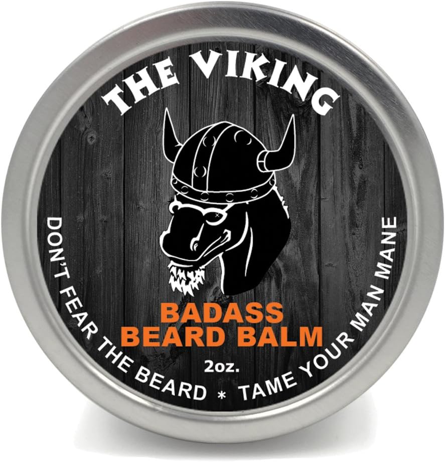 Badass Beard Care Balm For Men - The Viking Scent, 2 Ounce - All Natural Ingredients, Keeps Beard and Mustache Full, Soft and Healthy