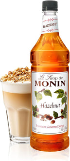 Monin - Hazelnut Syrup, Nutty Taste of Caramelized Hazelnut, Natural Flavors, Great for Mochas, Lattes, Smoothies, Shakes, and Cocktails, Non-GMO, Gluten-Free (1 Liter)