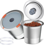 Noalto Reusable K Cups and Coffee Pods,Universal stainless steel k Cups for Keurig 2.0 and 1.0 Coffee Makers machine(2pack)