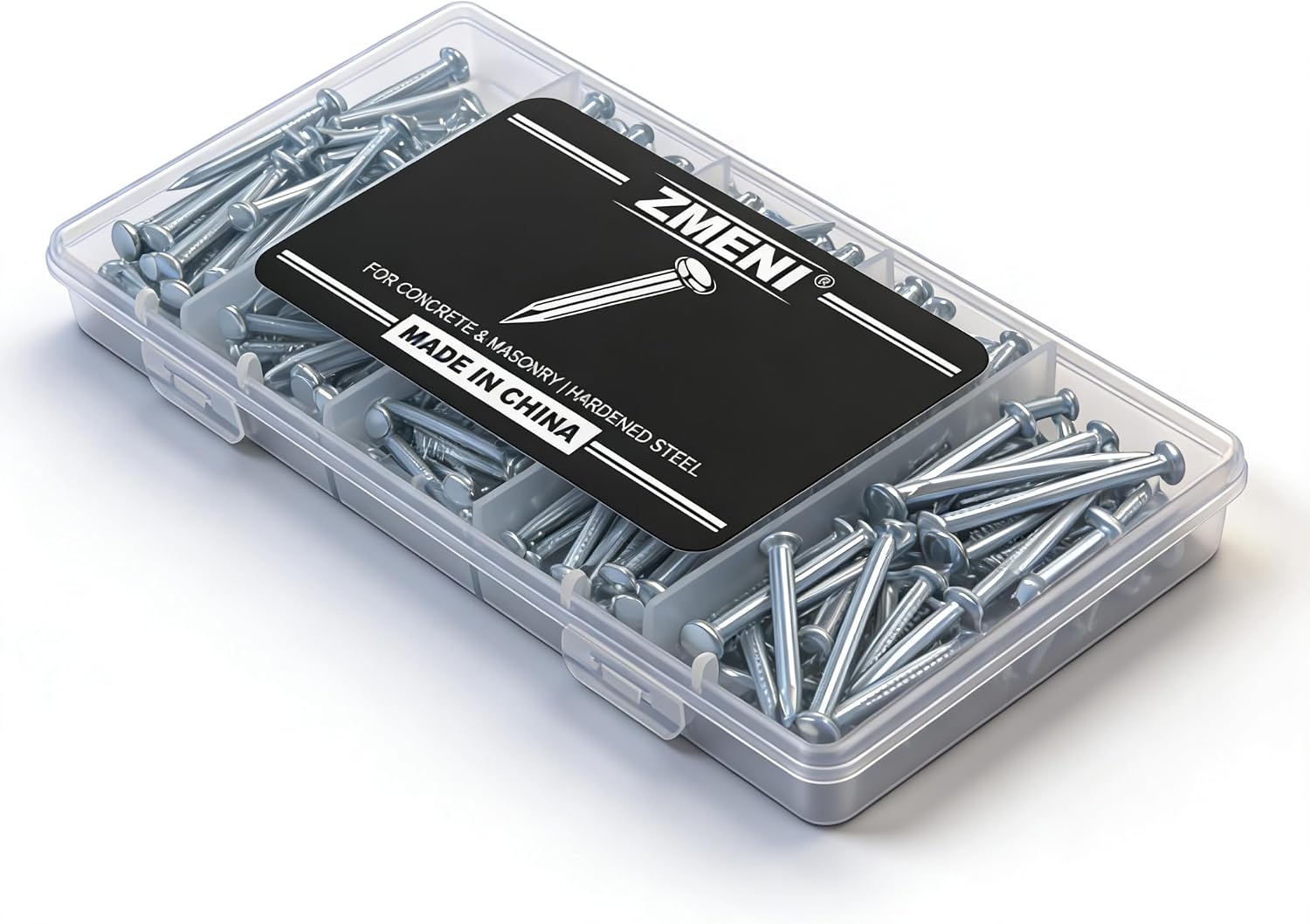 1-½" Concrete Nails – High Strength Masonry Nails (155 PCS) – Galvanized for Hanging Pictures, Frames, Shelves on Brick, Cement, Wood – Heavy Duty & Bend Resistant