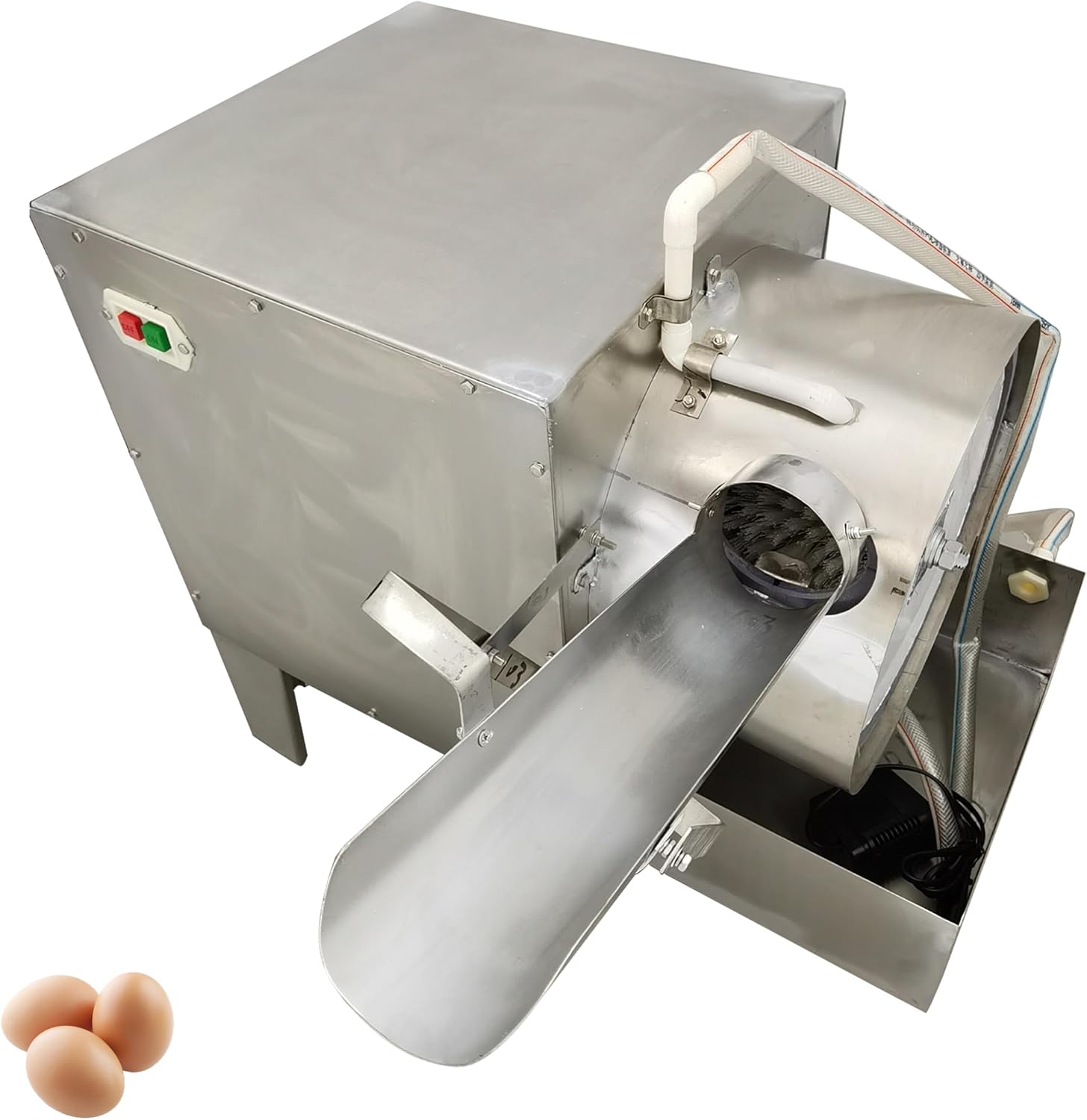 110V Automatic Egg Surface Washer Single Row Cleaning Machine for Chicken Duck Goose Eggs, 201 Stainless Steel Shell Nylon Brush for Commerical, 2000 Pcs/H 280W