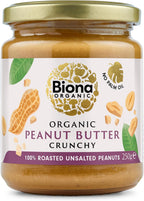 Biona Biona Organic Peanut Butter Crunchy Unsalted 250g -2 Pack
