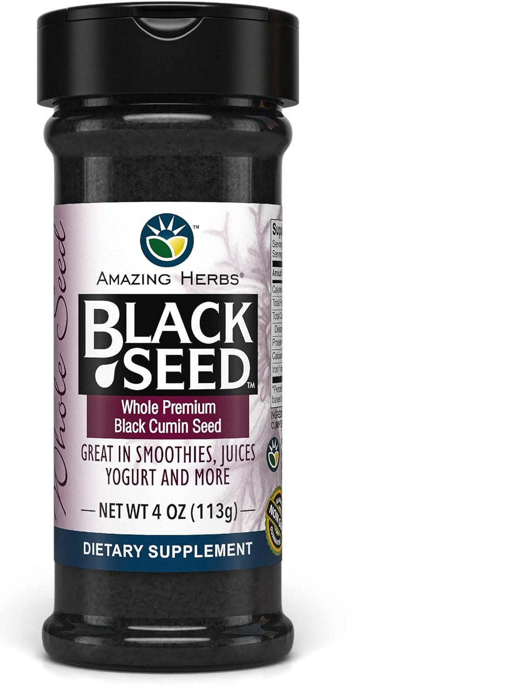 Amazing Herbs Whole Premium Black Cumin Seed - Nigella Sativa Seeds, Organic, Gluten-Free, Non-GMO, Supports Immune System, Cardiovascular Health, & Digestion - 4 oz