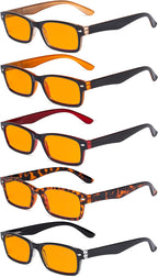 Eyekepper 5 Pack Blue Light Filter Glasses Classic Computer Reading Glasses Orange Tinted +0.50