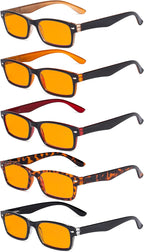 Eyekepper 5 Pack Blue Light Filter Glasses Classic Computer Reading Glasses Orange Tinted +0.75