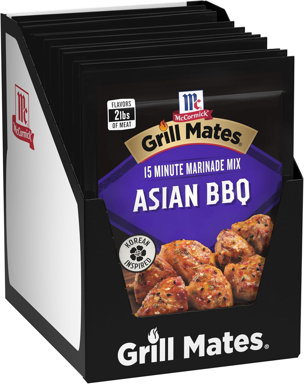 McCormick Grill Mates Marinade Mix, Asian BBQ, Korean-Inspired, 15 Minute Marinade for Chicken, Steak, and More, 1.25 oz (Pack of 12)