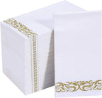 Vplus 200 Pack Paper Napkins Guest Towels Disposable Premium Quality 3-ply Dinner Napkins Disposable Soft, Absorbent, Perfect for Kitchen, Wedding, Parties, Dinners or Events (Gold)