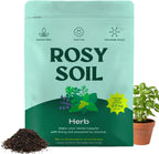 Rosy Soil Herb Mix - Organic Potting Mix for Herbs - Enriched with Biochar, Worm Castings for Root Development, Nutrient Uptake, and Strong Flavor - Fast Draining, Peat Free, Less Prone to Gnats - 4qt