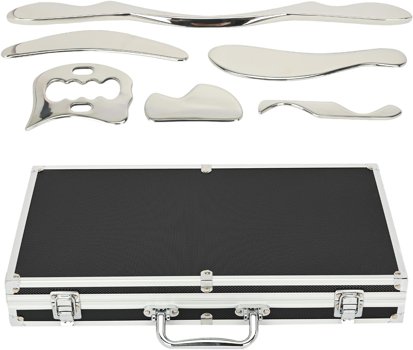 tonchean Gua Sha Scraping Massage Tool Set, 6-Piece Muscle Scraper IASTM Tool Set Stainless Steel Myofascial Release Tool Deep Tissue Massage Tool Set for Reduce Arms, Legs, Back, Shoulder Muscle Pain
