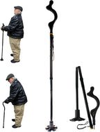 Posture Correction Walking Cane for Men & Women - Special Balancing Stick, 10 Adjustable Heights, Self Standing, Folding, Portable, Collapsible, Comfortable Lightweight