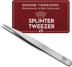 Splinter Tweezers – Professional Tweezer with Precision Point Needle Nose for Splinter, Ingrown Hair & Glass Extraction – Stainless Steel Sharp Tool for Men & Women – Silver