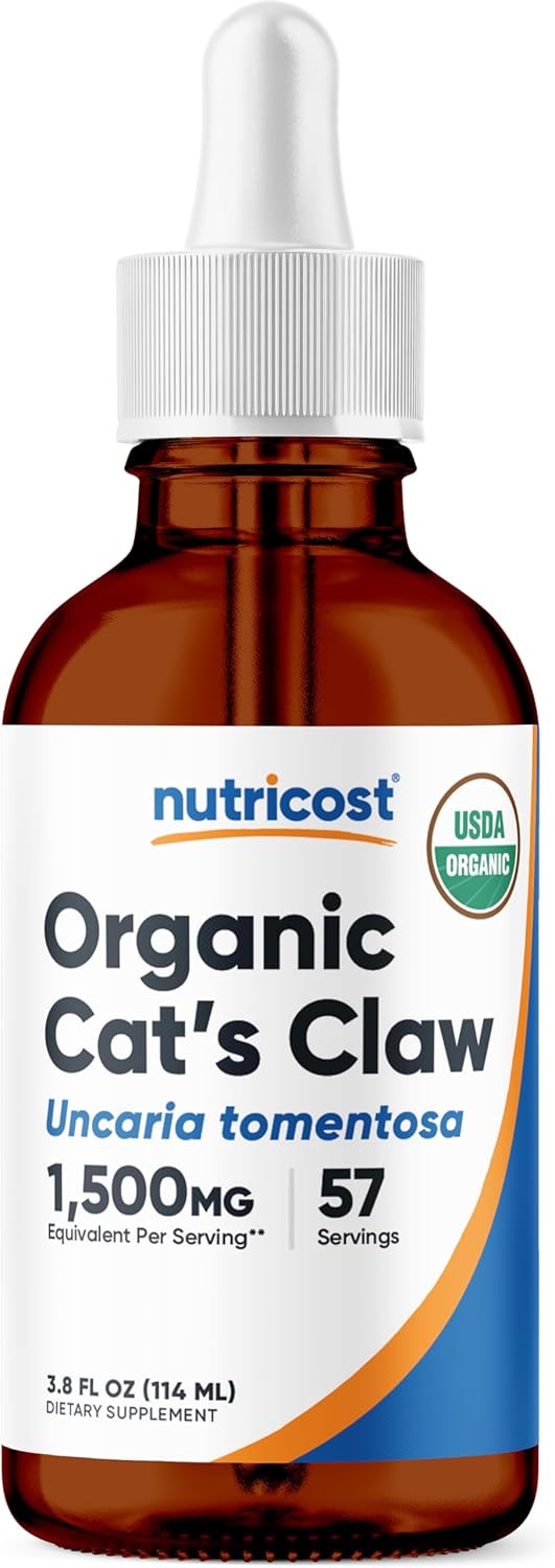 Nutricost Organic Cat's Claw Liquid Drops 3.8 Fl Oz for 57 Servings - Uncaria Tomentosa, USDA Organic, Vegan-Friendly, GMO-Free, Gluten-Free