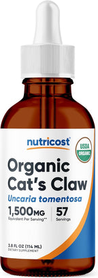 Nutricost Organic Cat's Claw Liquid Drops 3.8 Fl Oz for 57 Servings - Uncaria Tomentosa, USDA Organic, Vegan-Friendly, GMO-Free, Gluten-Free