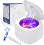 Ultrasonic Retainer Cleaner – 49kHz Denture Cleaner for Mouth Guards, Retainers, Aligners, Jewelry – 220ml Stainless Steel Tank Ultra Sonic Cleaning Machine – White