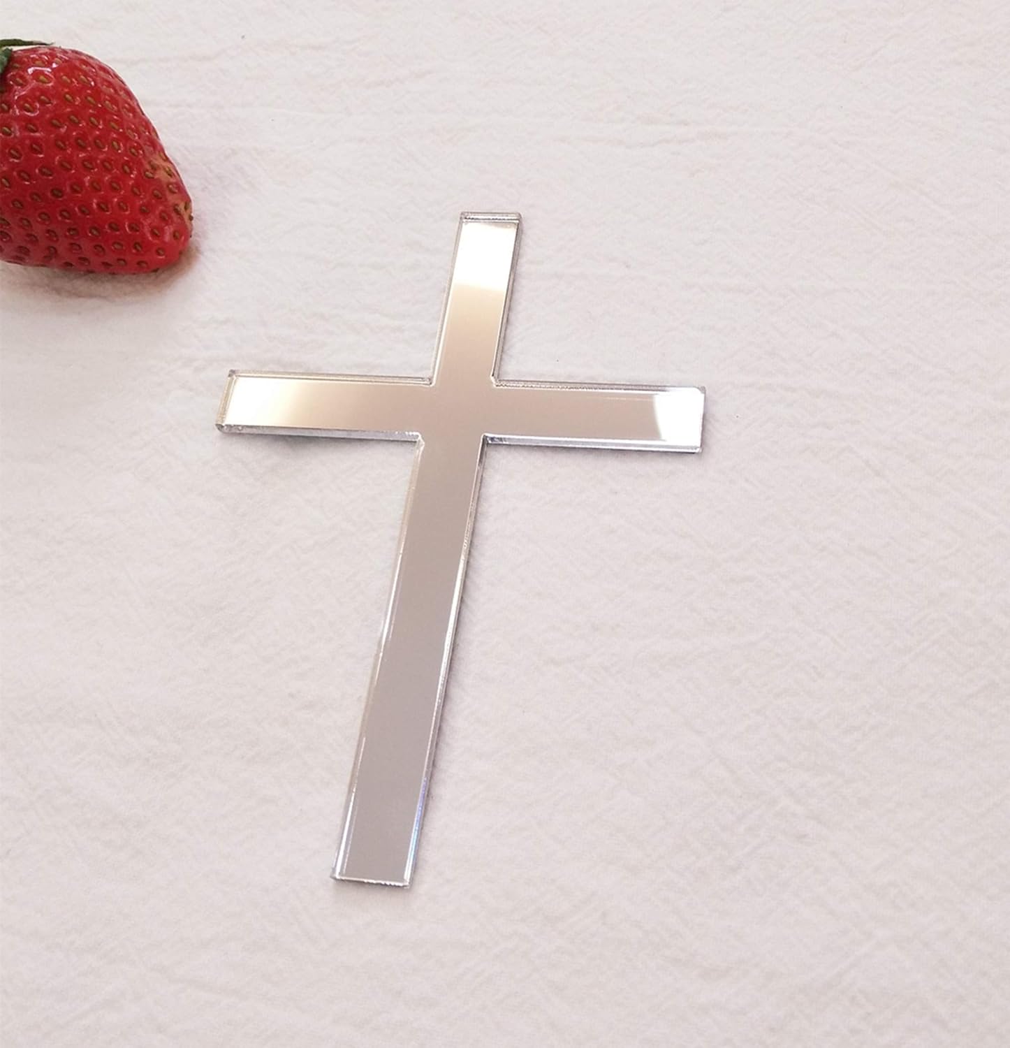 Cross Cake Decoration, Acrylic Cross Cake Charm Topper, Cake Decoration Acrylic Baptism Cross Cake Charm Religious Celebration (Silver Mirror, 6inch)