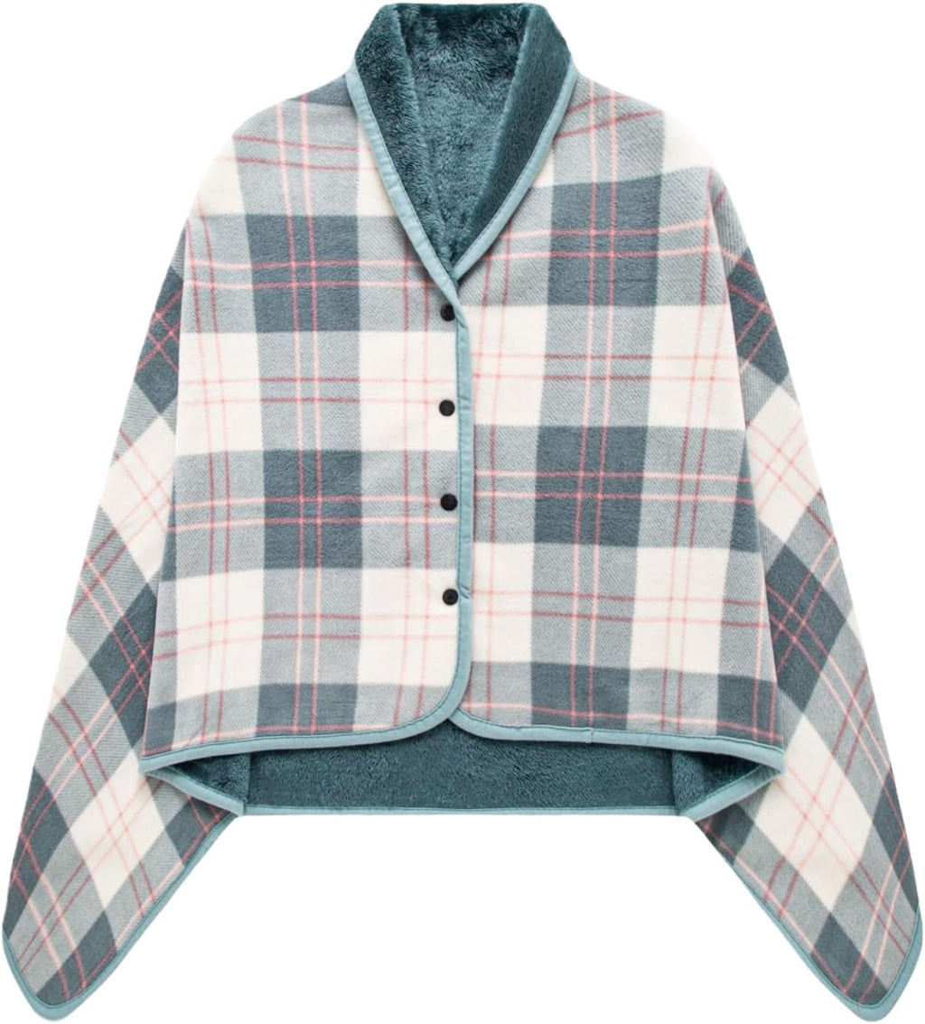 Portable Plaid Nap Blanket Soft Office Shawl Daily Breaks in Air-Conditioned Rooms (Green, 80 * 130cm)