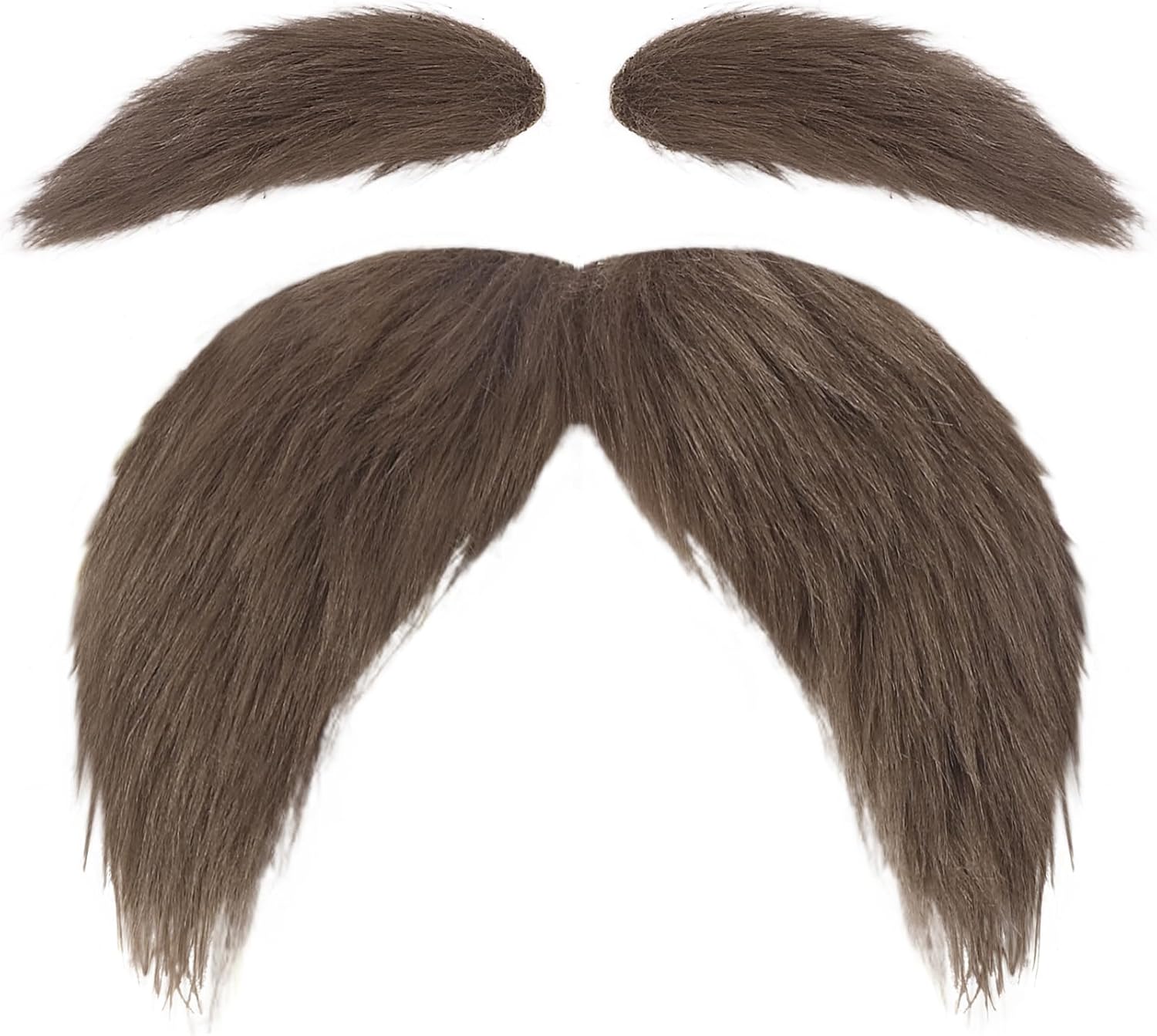 Mustache and Eyebrows Fake Beard for Adults, Self-Adhesive Cosplay Halloween Costume Accessories with Comb, Funny Party Favor