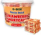 G-BOX Freeze Dried Ice Cream| Crunch Strawberry Shortcake Ice Cream Bites - Perfect for Camping, Outdoor, and Party - Air-tight Sealed in a Deli Container (3.5 OZ Strawberry Shortcake)