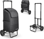 KEDSUM 2 in 1 Shopping Carts for Groceries, 330 lbs Grocery Cart on Wheels, Foldable Utility Carts with Wheels, Hand Truck with Waterproof Tote Bag for Shopping, School, Laundry, Craft Show, Black