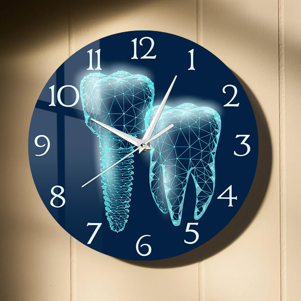 Dental Wall Clock for Office, 12 Inch Teeth Clocks Battery Silent Non Tick Tooth Art Dentist Wall Clock for Dental Office Wall Decor Dental Hygienist Dental Assistant Dentist Gifts
