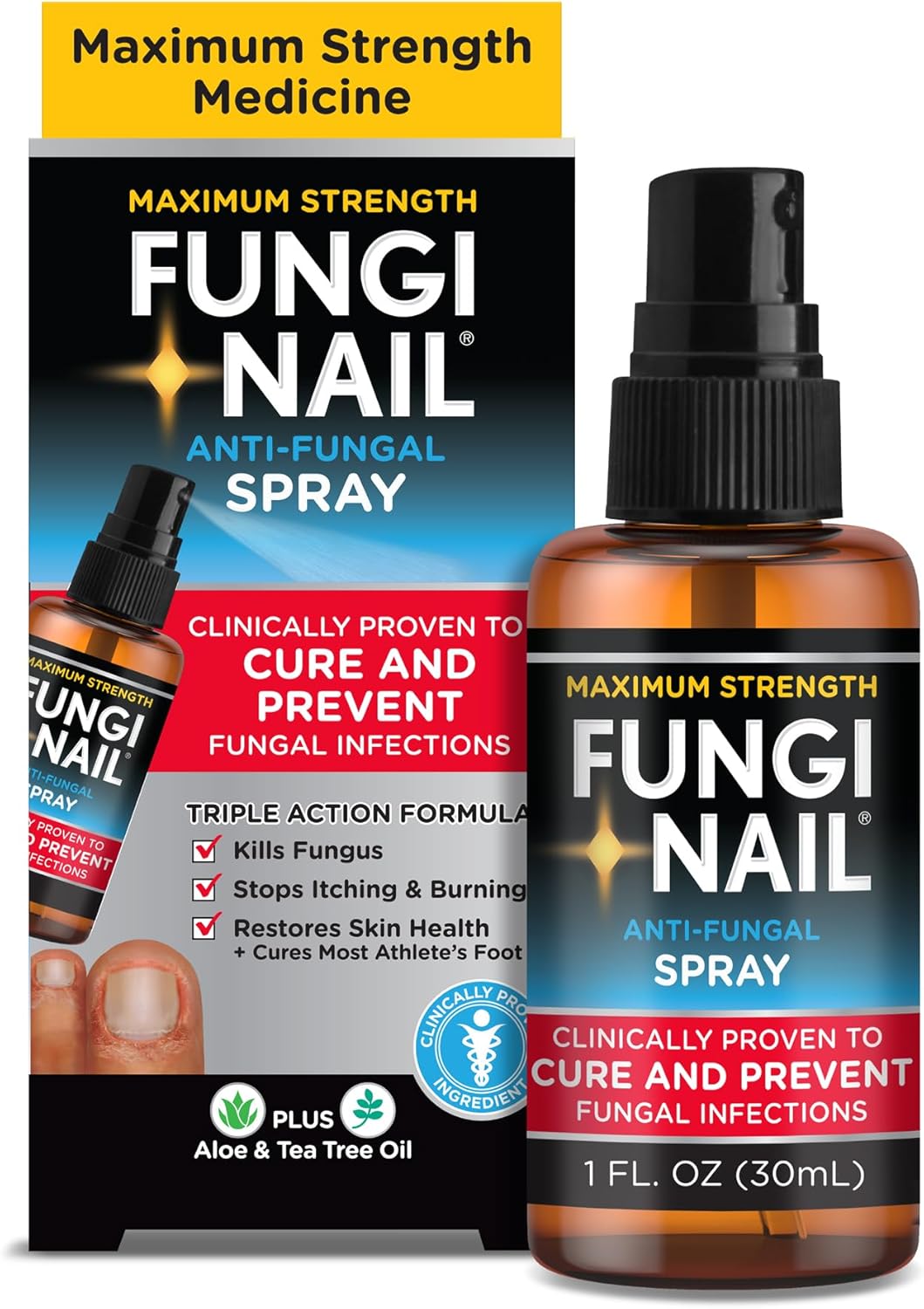 Fungi-Nail Anti-Fungal Foot Spray, Kills Fungus That Can Lead to Nail & Athlete’s Foot with Tolnaftate & Clinically Proven to Cure Infections - 1 Oz