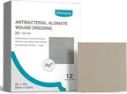 Dimora Upgrade Silver Calcium Alginate Wound Dressing -Antibacterial Non Stick Gauze for Wounds Care, Highly Absorbent Sterile Bandage Pads with Ag, 2'' x 2'' Patches 12 Packs Individual
