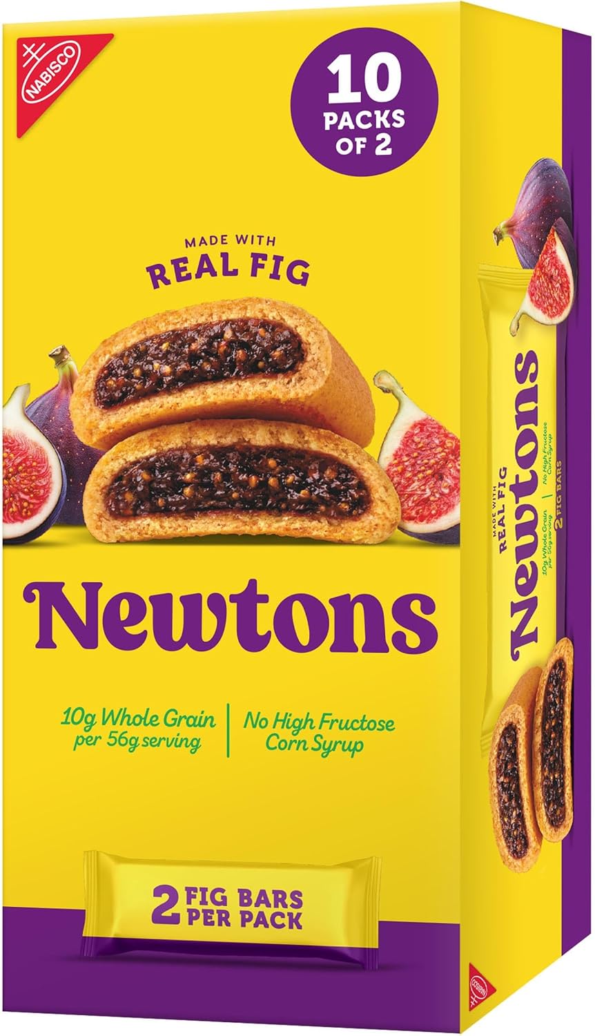 NEWTONS Soft Baked Real Fruit Fig Bars, Fig Cookies, 10 Snack Packs (2 Cookies Per Pack)